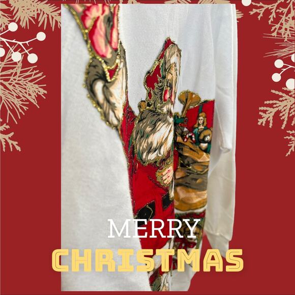 Vintage 90s Panill Santa Claus Christmas Sweatshirt Made in USA – Size Large - Picture 4 of 4